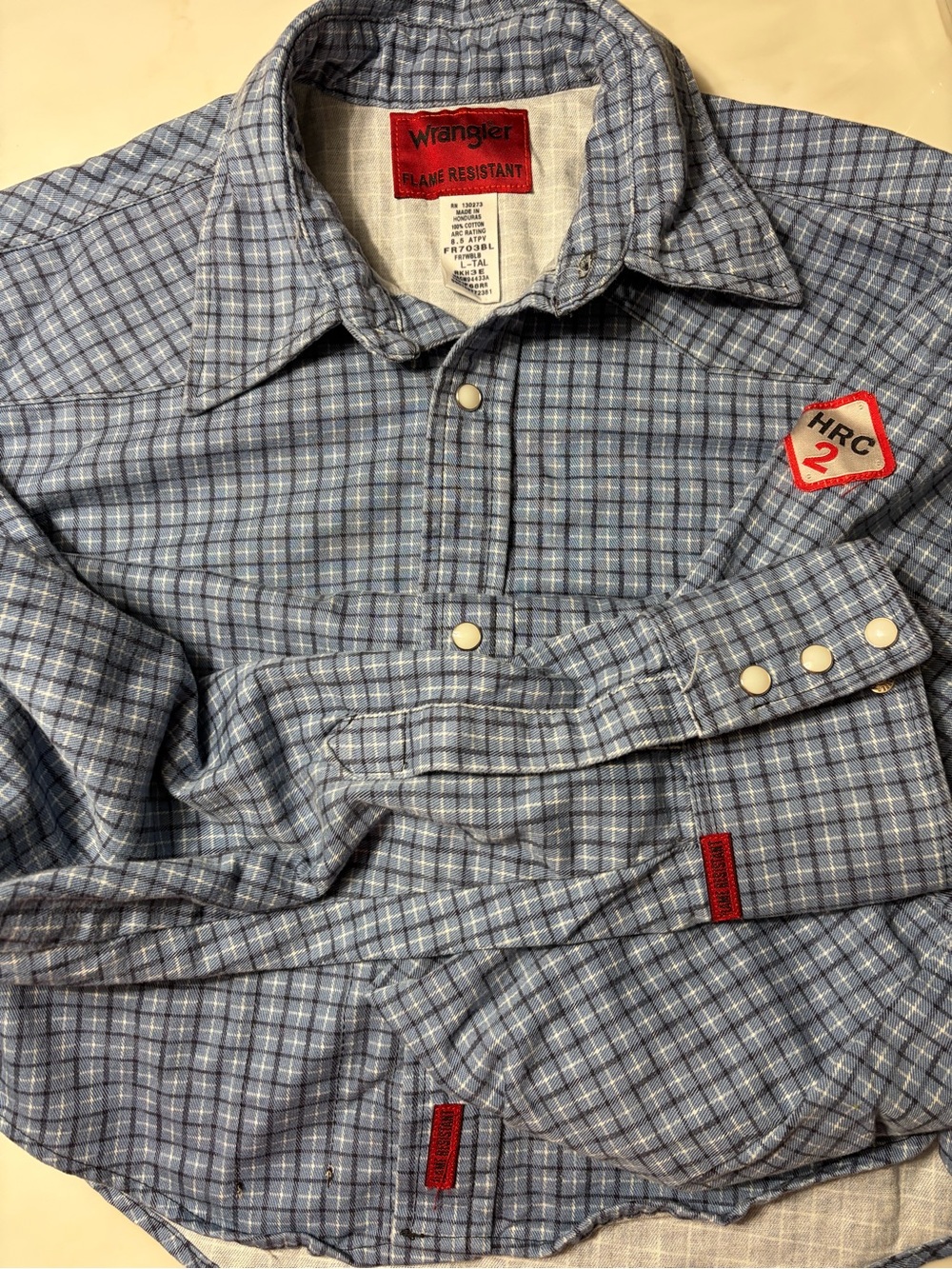 Wrangler Light Blue Plaid Casual Button-Down Shirt